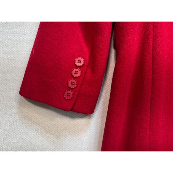 Anne Klein Lambswool Long Coat Womens 8 Red Button Front Winter Collared Casual - Picture 10 of 12